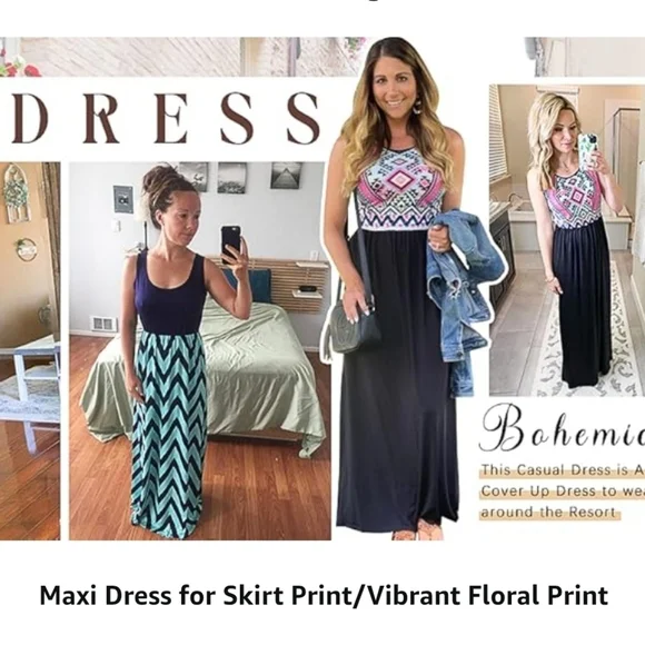 NWT Navy & Teal Chevron Maxi Dress - XL - Picture 5 of 5